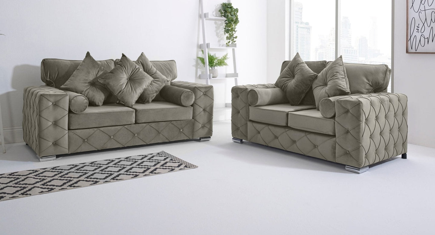 Milton 3+2 Fullback + Bolster / Buttoned Cushions - Sofa Scape UK