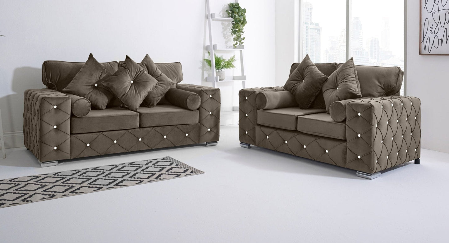Milton 3+2 Fullback + Diamonds + Bolster / Buttoned Cushions - Sofa Scape UK