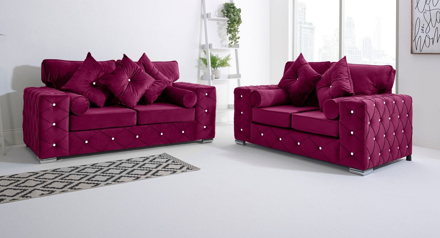 Milton 3+2 Fullback + Diamonds + Bolster / Buttoned Cushions - Sofa Scape UK