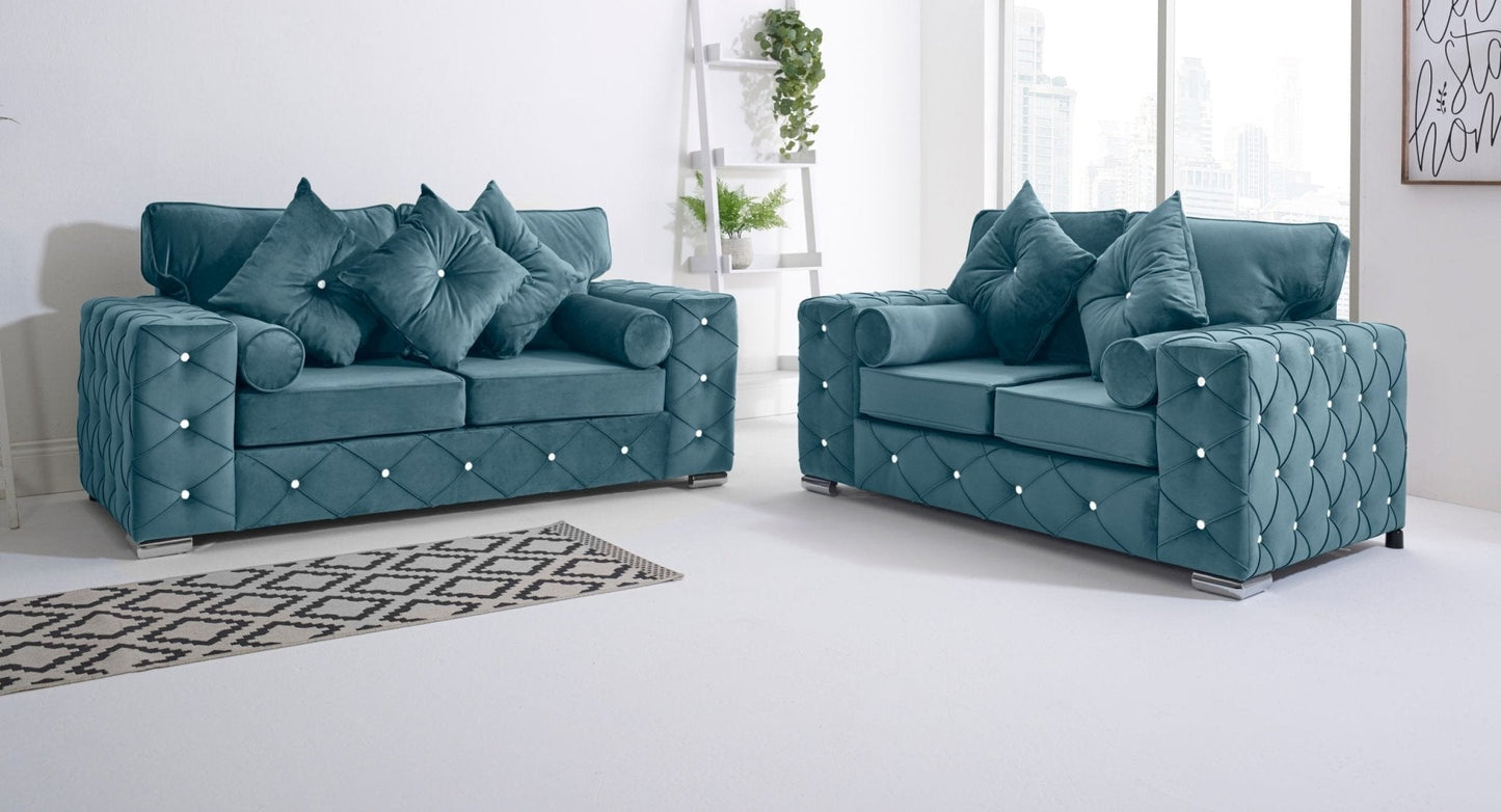 Milton 3+2 Fullback + Diamonds + Bolster / Buttoned Cushions - Sofa Scape UK