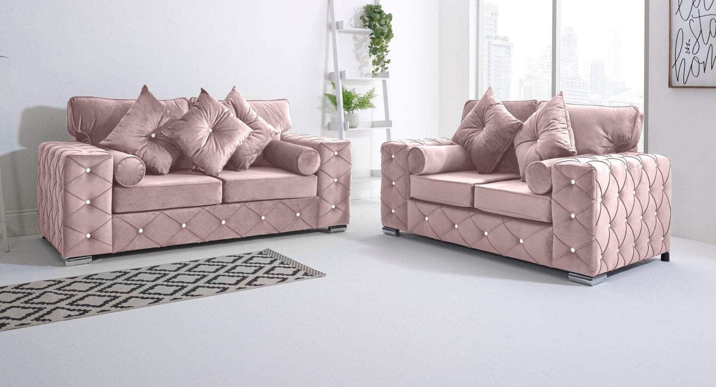 Milton 3+2 Fullback + Diamonds + Bolster / Buttoned Cushions - Sofa Scape UK
