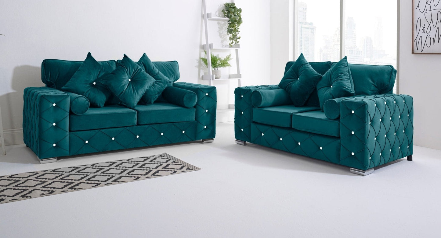 Milton 3+2 Fullback + Diamonds + Bolster / Buttoned Cushions - Sofa Scape UK