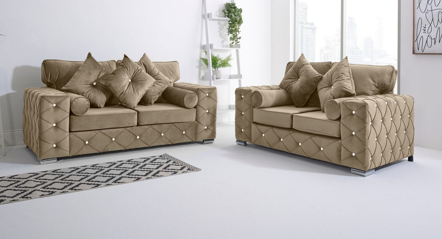 Milton 3+2 Fullback + Diamonds + Bolster / Buttoned Cushions - Sofa Scape UK