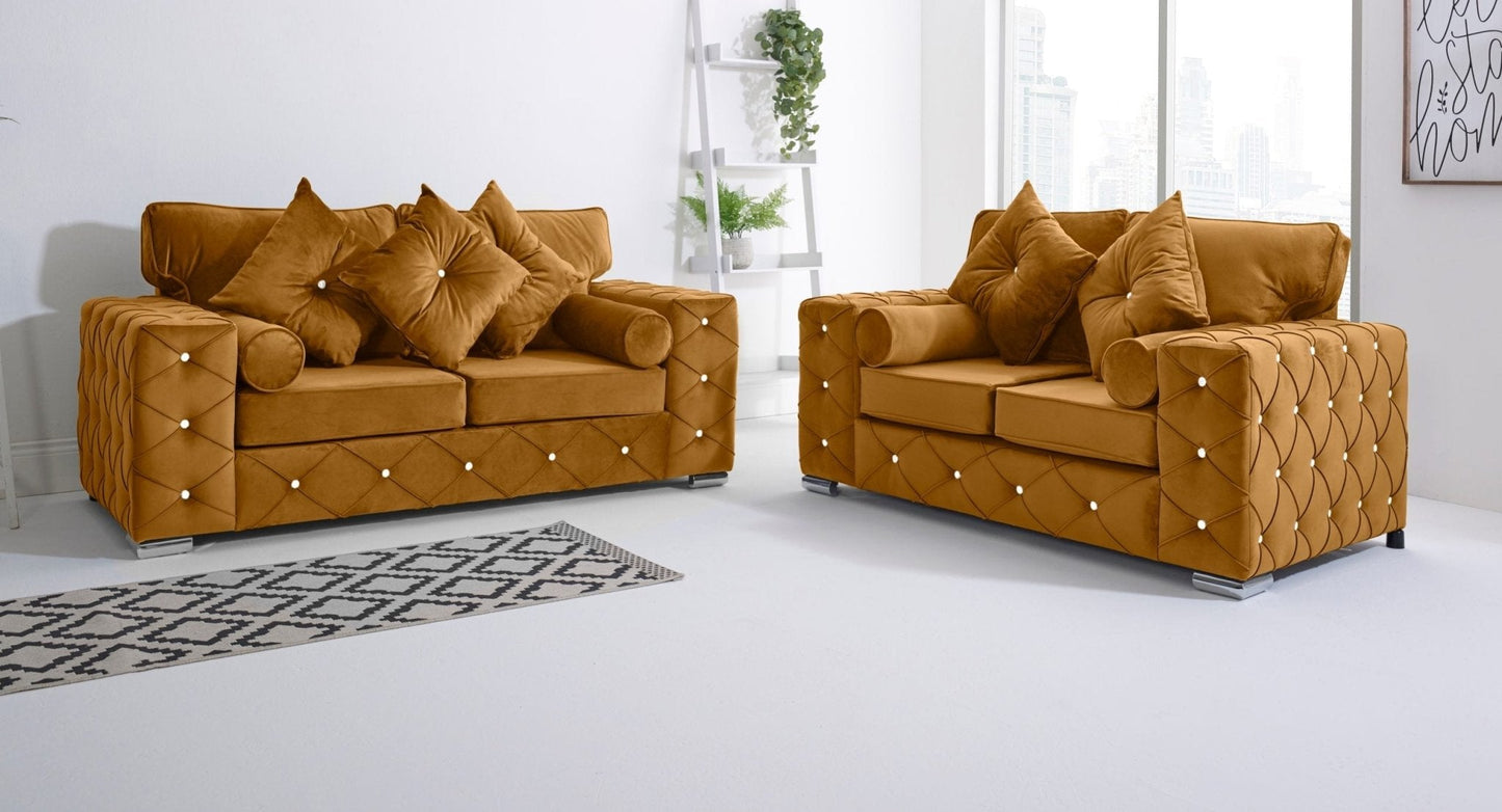 Milton 3+2 Fullback + Diamonds + Bolster / Buttoned Cushions - Sofa Scape UK