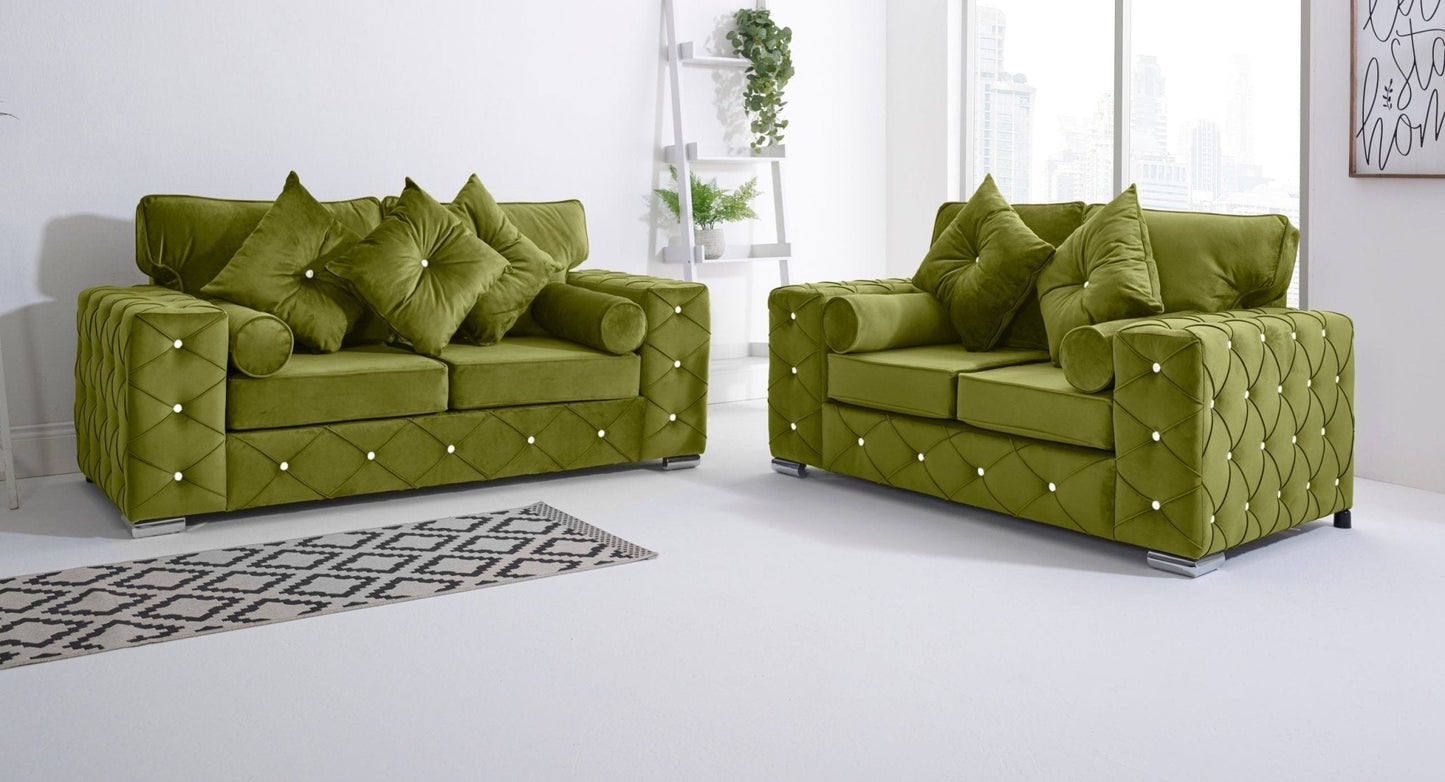 Milton 3+2 Fullback + Diamonds + Bolster / Buttoned Cushions - Sofa Scape UK