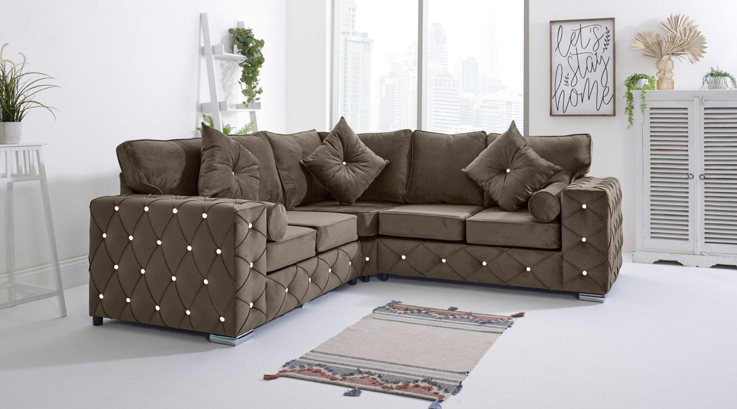 Milton Corner Fullback - 2c2 + Diamonds+ Bolster / Buttoned Cushions - Sofa Scape UK