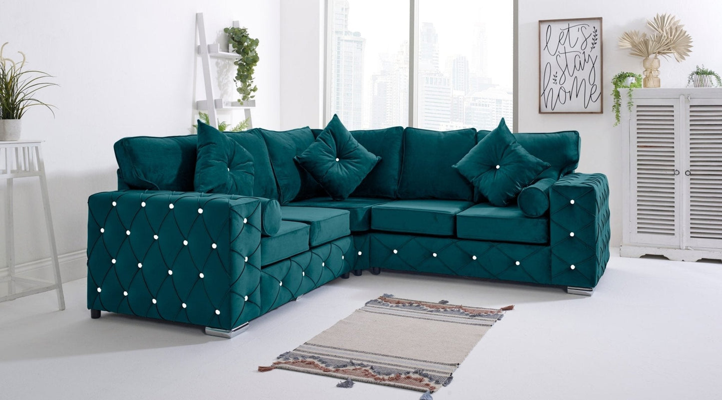 Milton Corner Fullback - 2c2 + Diamonds+ Bolster / Buttoned Cushions - Sofa Scape UK