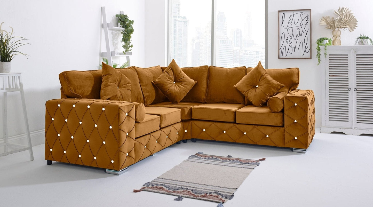 Milton Corner Fullback - 2c2 + Diamonds+ Bolster / Buttoned Cushions - Sofa Scape UK
