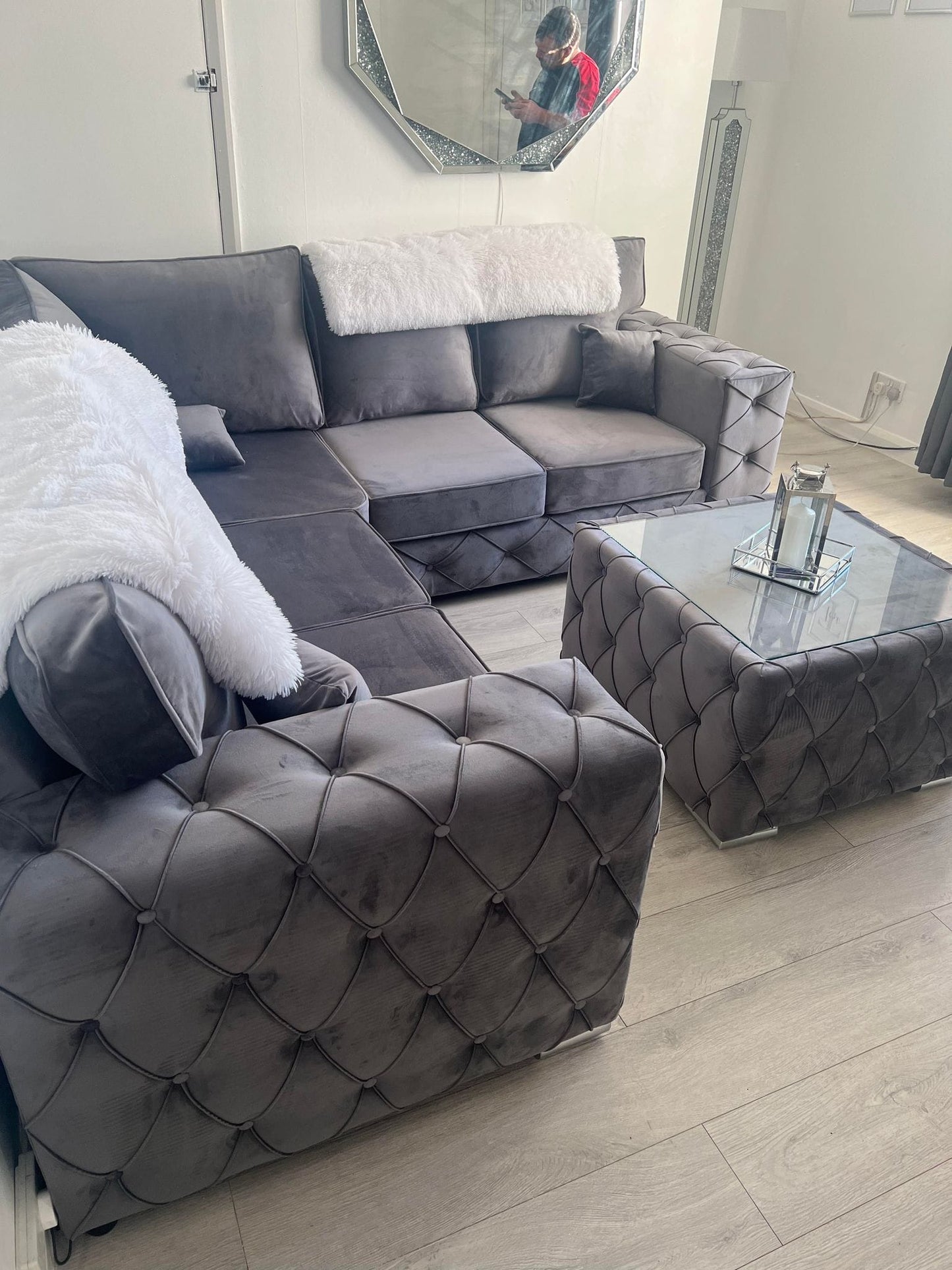Milton - Grey - Fullback + Coffee Table - Sofa Scape UK