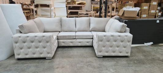 Milton U Shape Sofa Bed - Cream Fullback - Sofa Scape UK