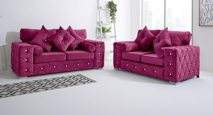 Milton 3+2 Fullback + Diamonds + Bolster / Buttoned Cushions - Sofa Scape UK