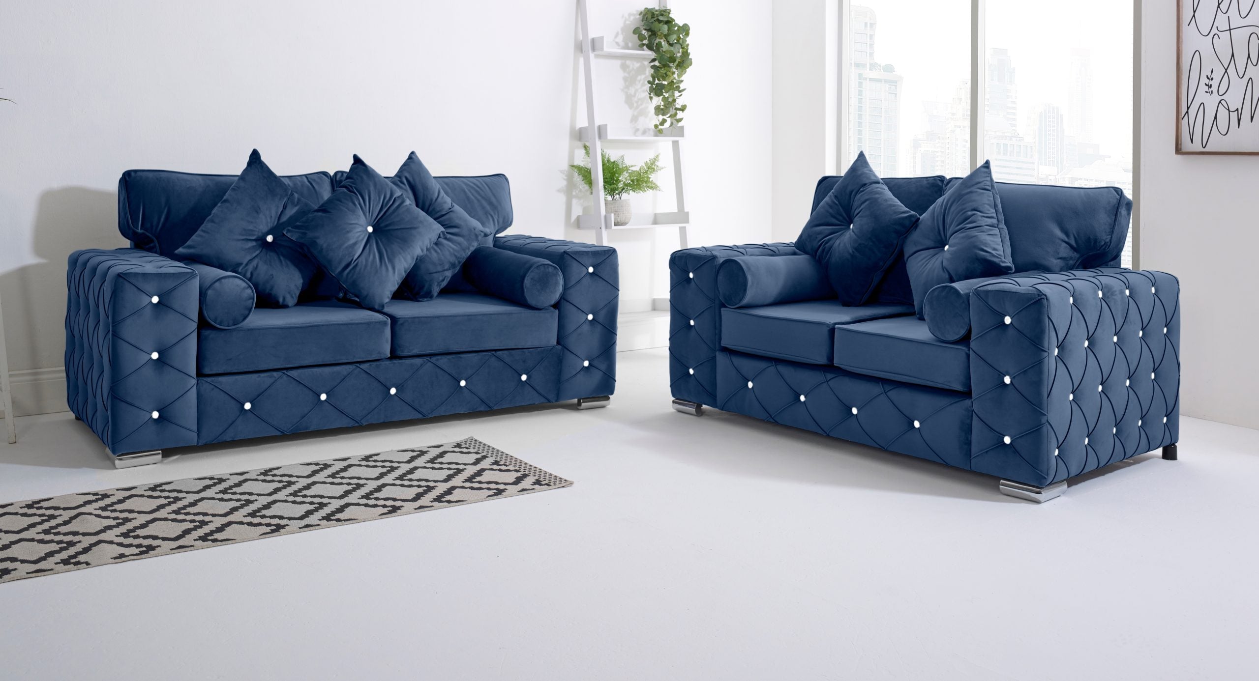 Milton 3+2 Fullback + Diamonds + Bolster / Buttoned Cushions - Sofa Scape UK