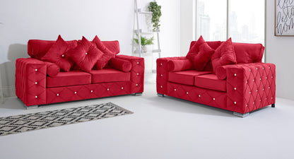 Milton 3+2 Fullback + Diamonds + Bolster / Buttoned Cushions - Sofa Scape UK