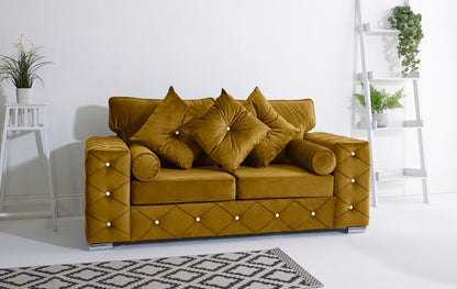 Milton 3+2 Fullback + Diamonds + Bolster / Buttoned Cushions - Sofa Scape UK