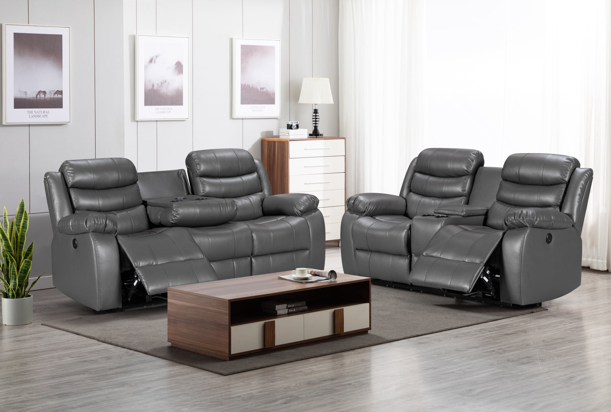 3+2 Aurelia Leather Electric  Recliner - Sofa Scape UK