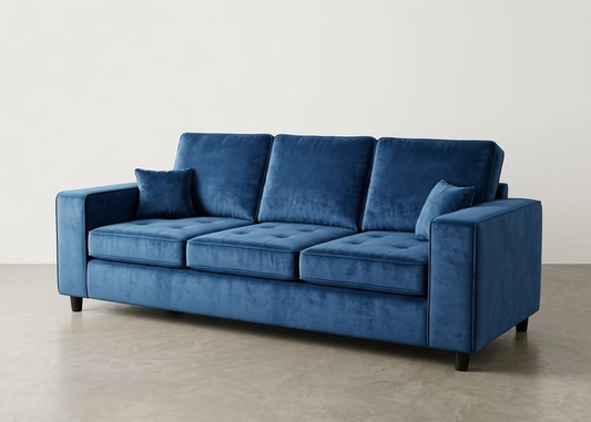 Axel Luxury Velvet 3 Seater Sofa Set-Blue