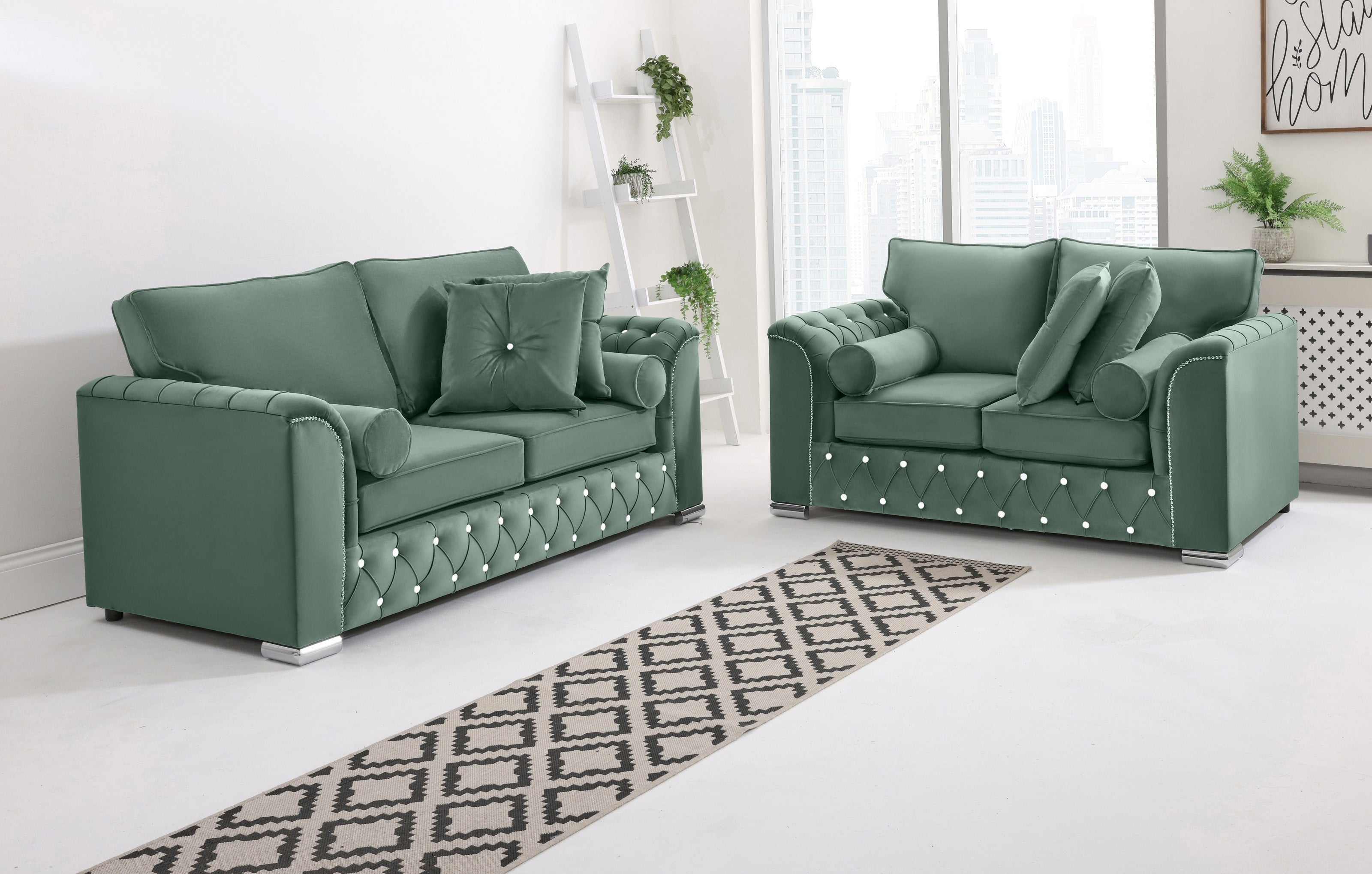 Santoro 3+2 Fullback + Extra Cushions + Diamonds - Sofa Scape UK
