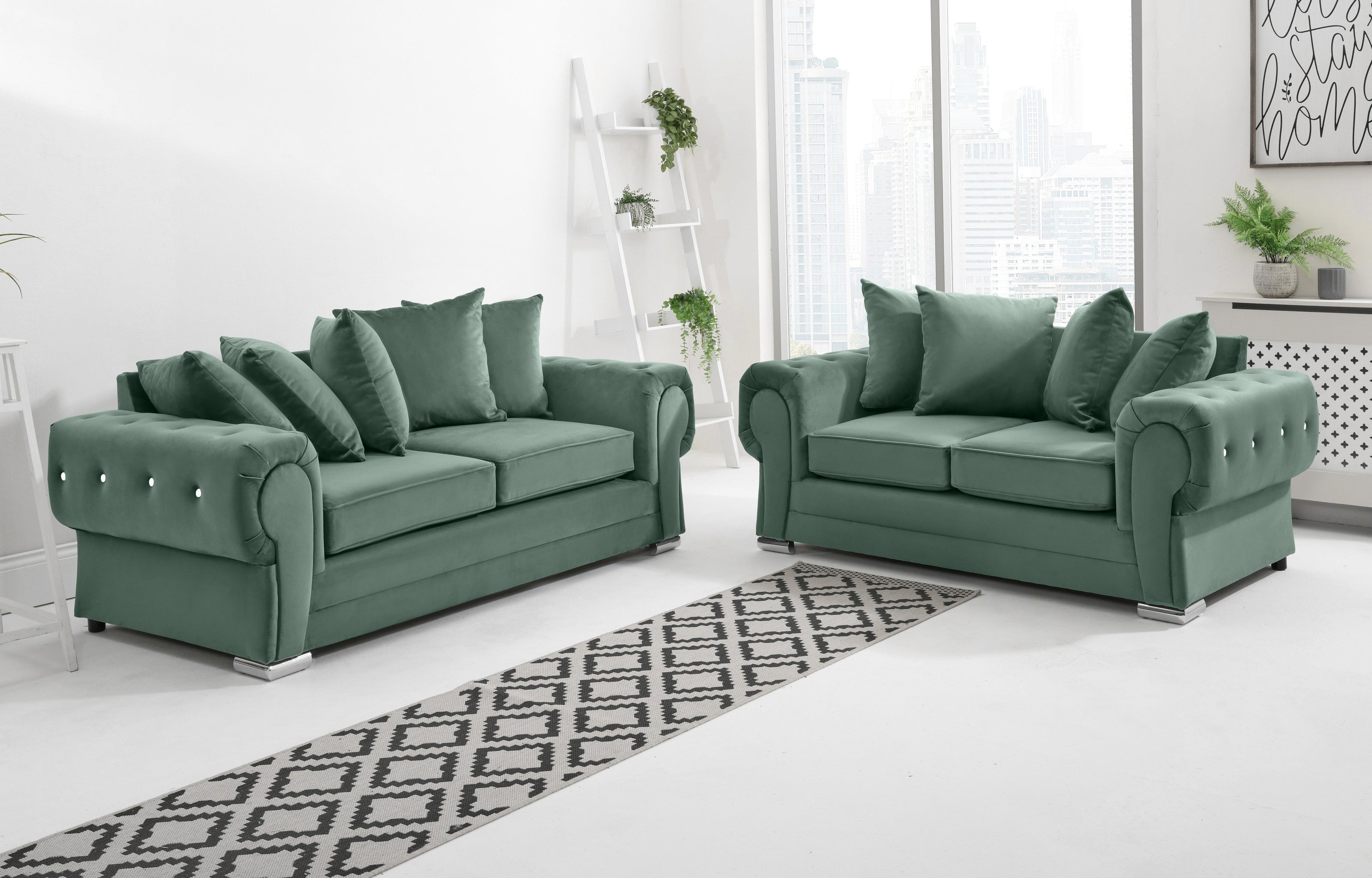 Lucera Plush 3+2 Scatterback + Diamonds - Sofa Scape UK