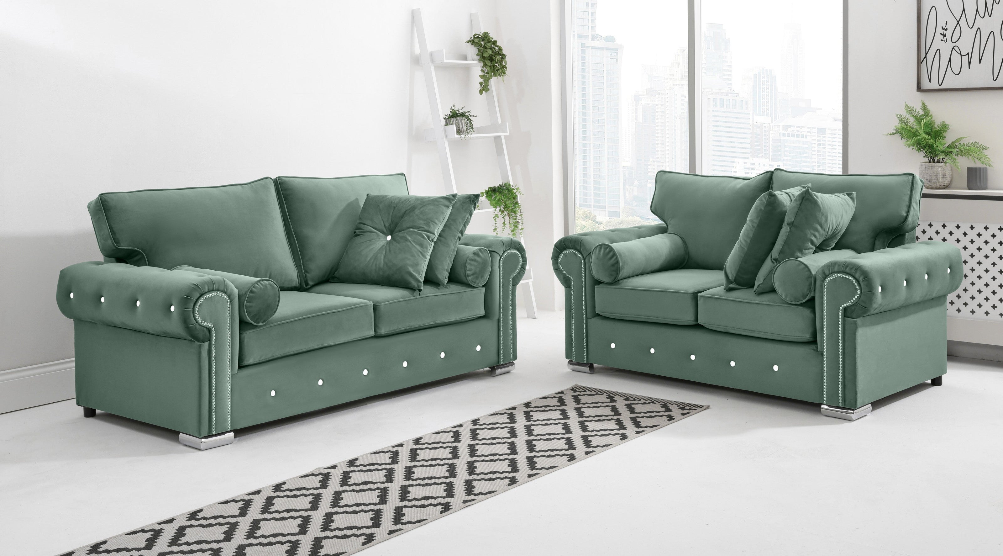 Novara 3+2 Fullback + Extra Cushions + Diamonds - Sofa Scape UK