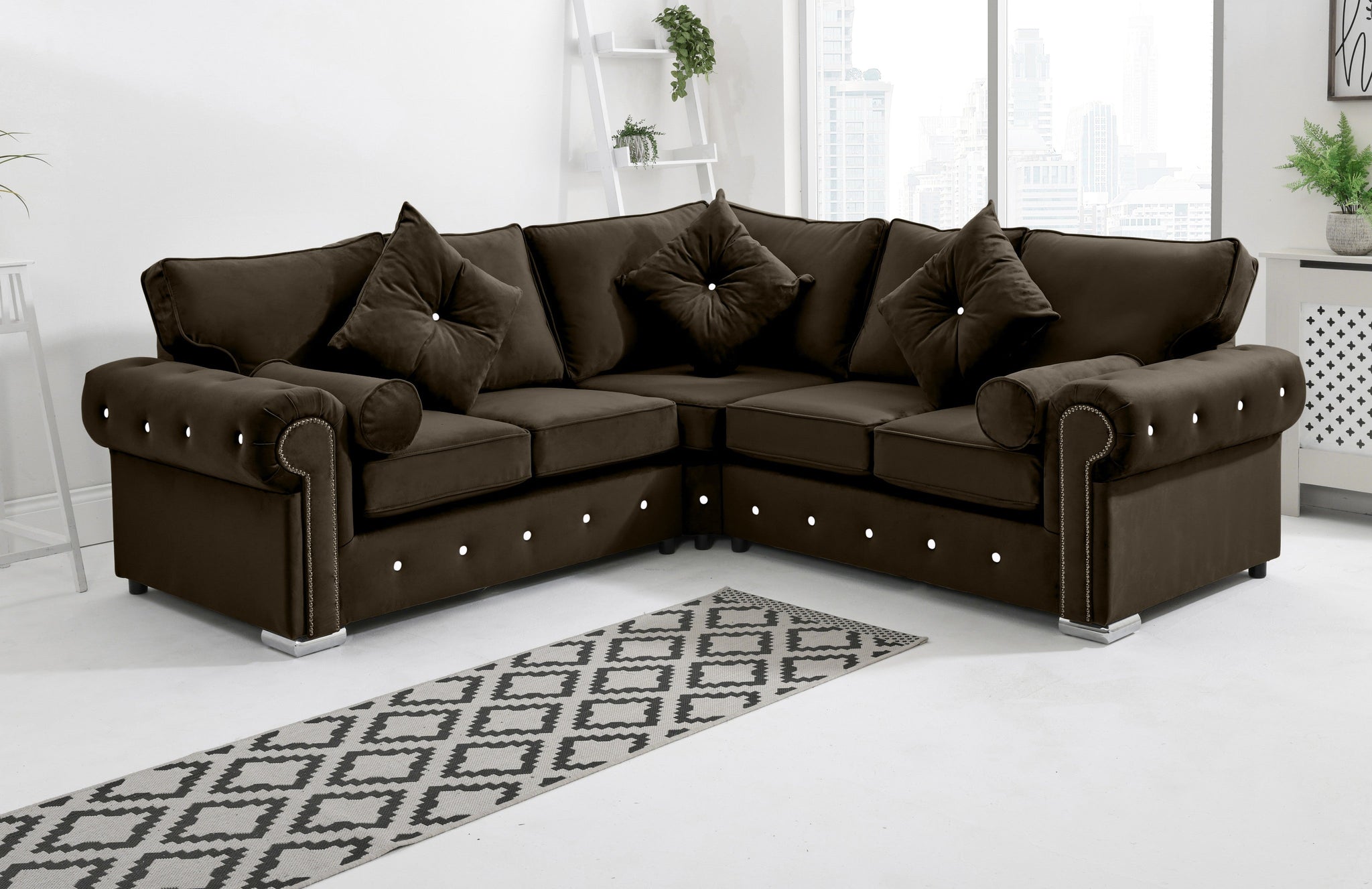 Novara Corner Fullback + Extra Cushions + Diamonds - Sofa Scape UK