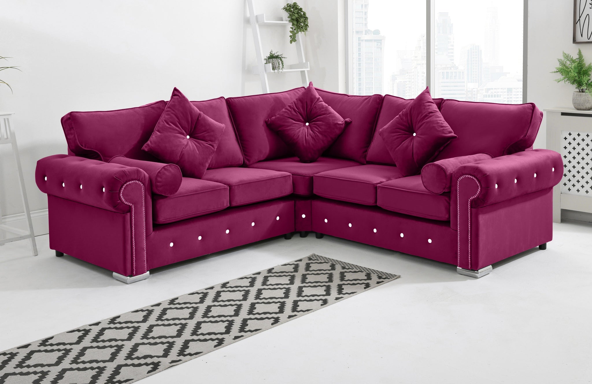 Novara Corner Fullback + Extra Cushions + Diamonds - Sofa Scape UK