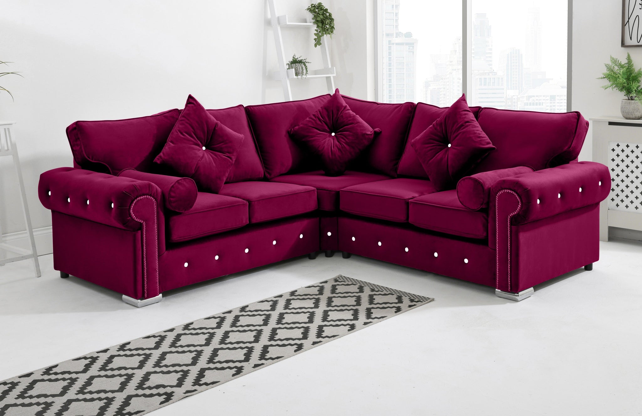 Novara Corner Fullback + Extra Cushions + Diamonds - Sofa Scape UK