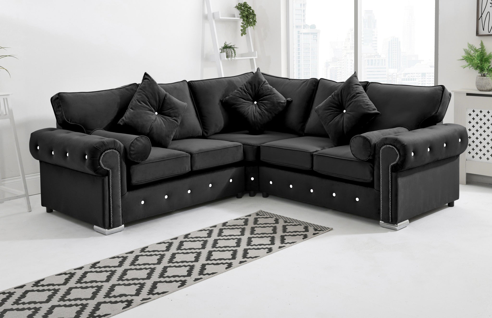 Novara Corner Fullback + Extra Cushions + Diamonds - Sofa Scape UK