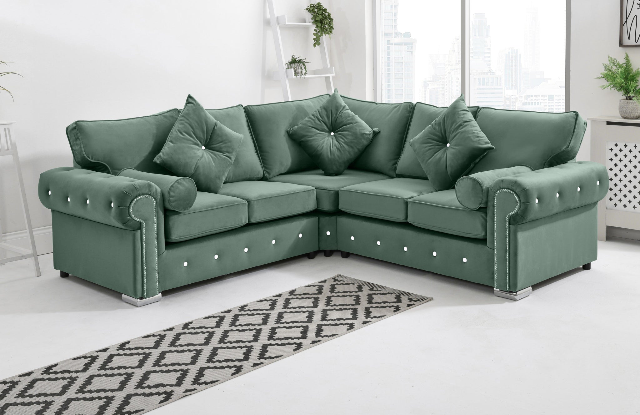 Novara Corner Fullback + Extra Cushions + Diamonds - Sofa Scape UK