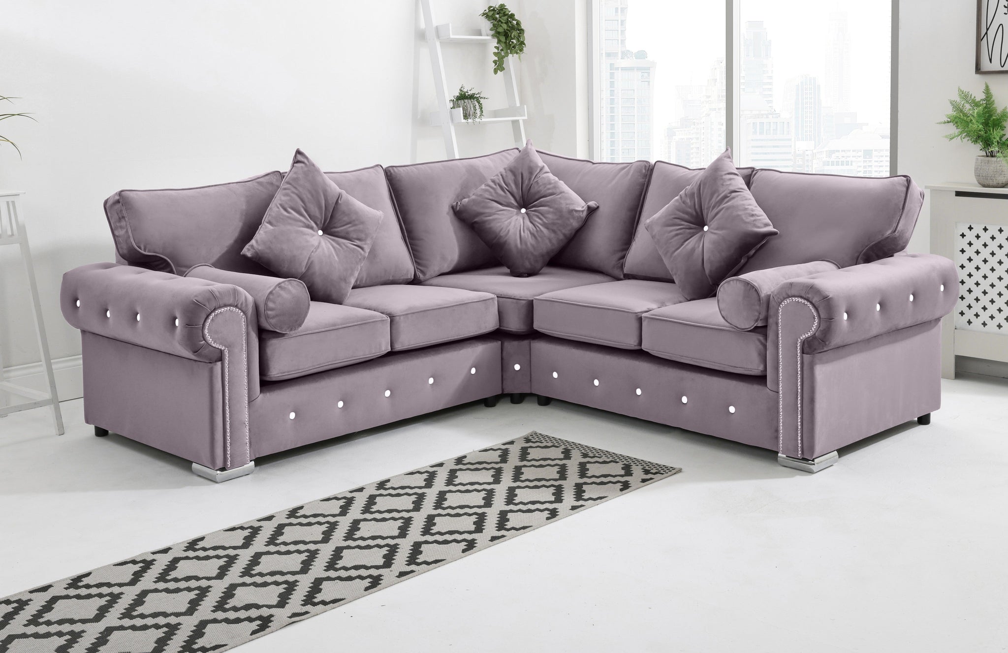 Novara Corner Fullback + Extra Cushions + Diamonds - Sofa Scape UK