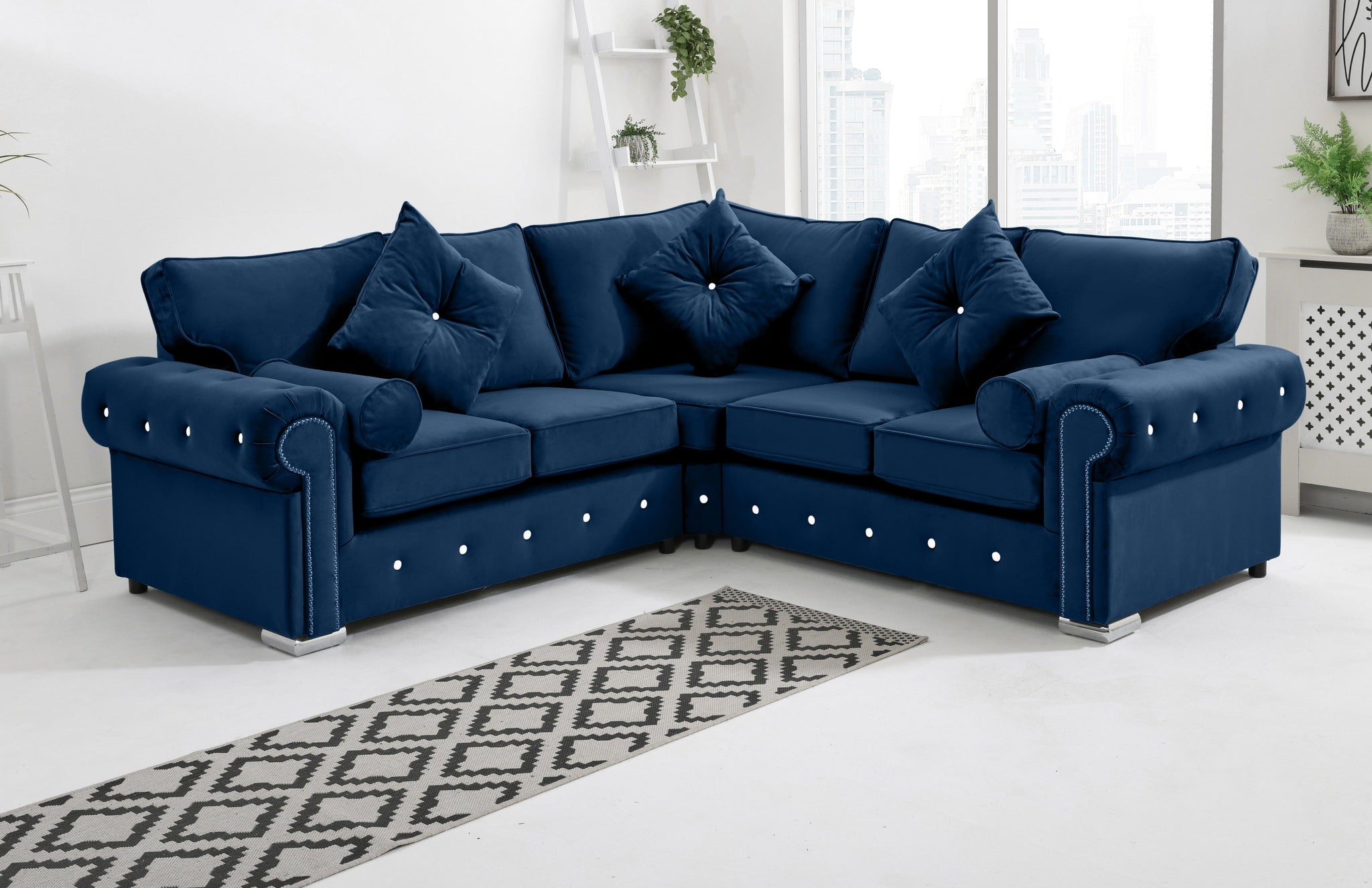 Novara Corner Fullback + Extra Cushions + Diamonds - Sofa Scape UK