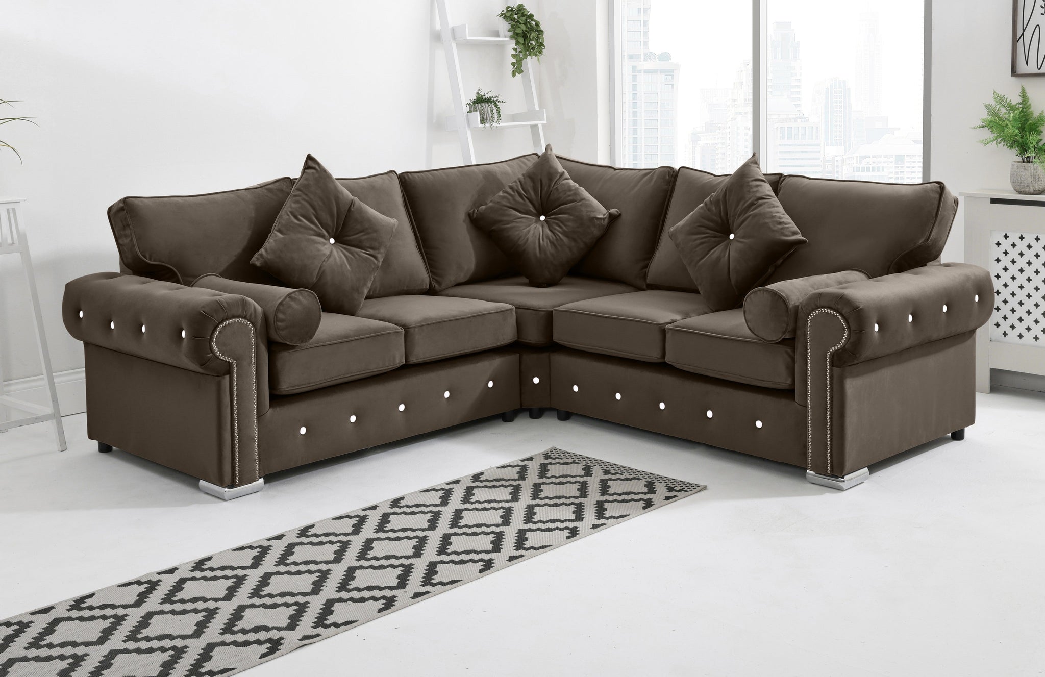 Novara Corner Fullback + Extra Cushions + Diamonds - Sofa Scape UK