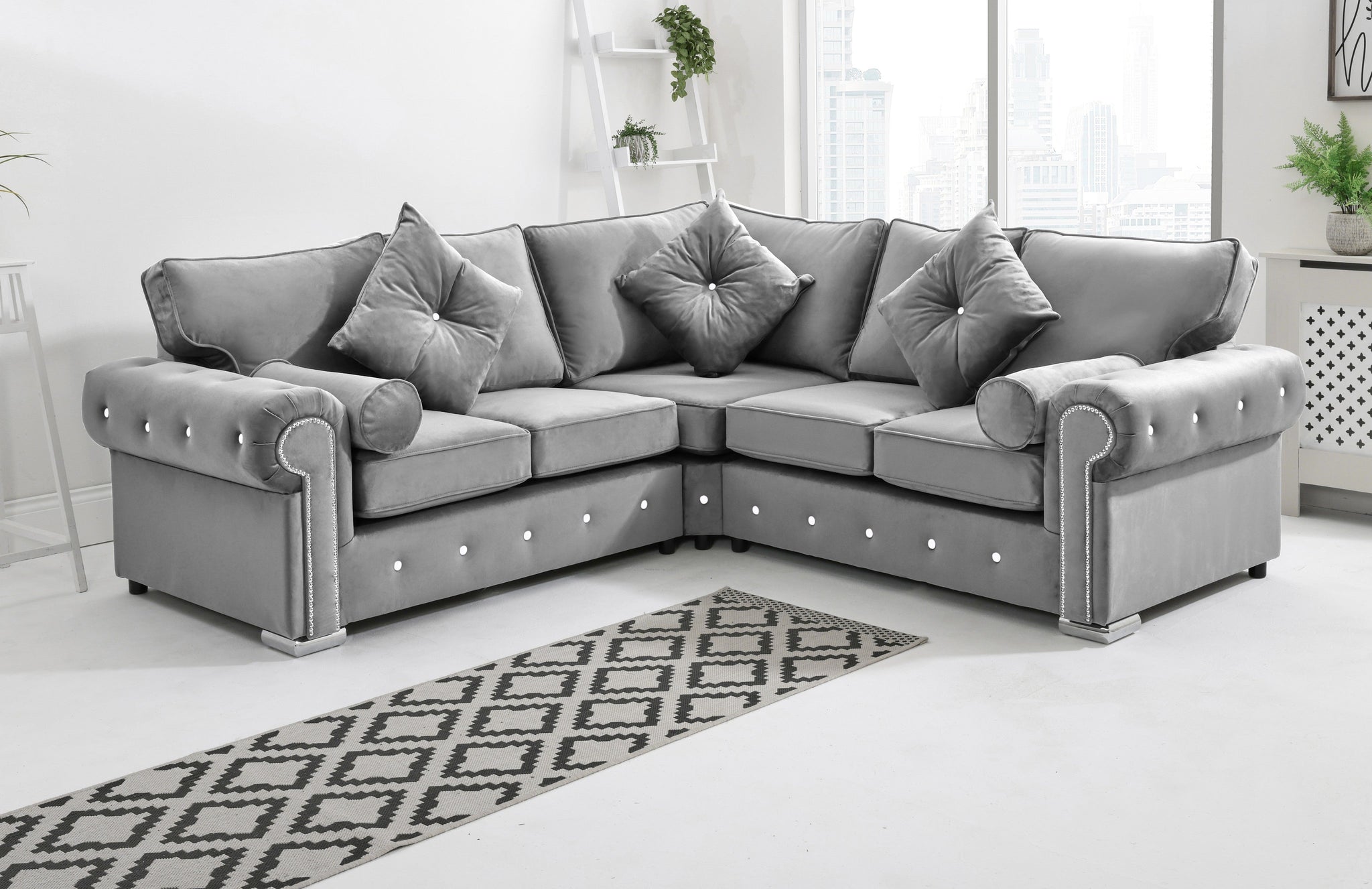 Novara Corner Fullback + Extra Cushions + Diamonds - Sofa Scape UK