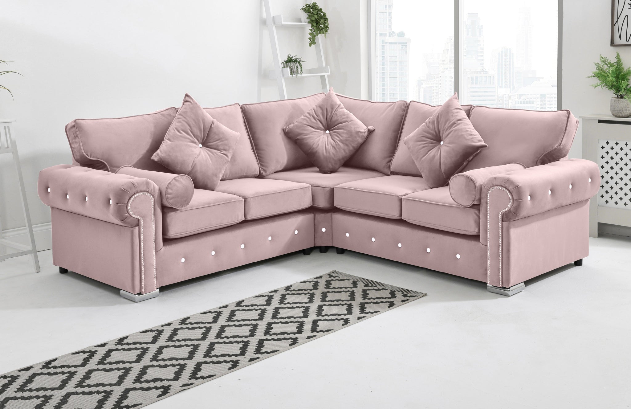 Novara Corner Fullback + Extra Cushions + Diamonds - Sofa Scape UK