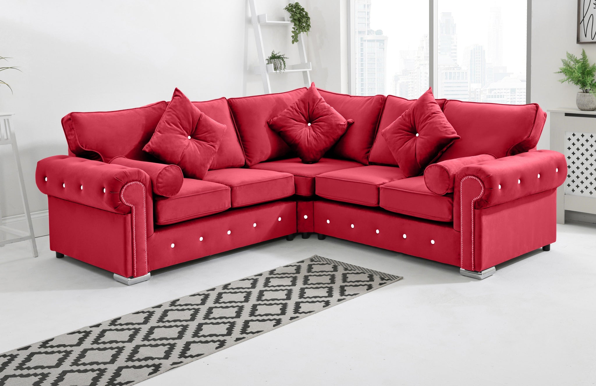 Novara Corner Fullback + Extra Cushions + Diamonds - Sofa Scape UK