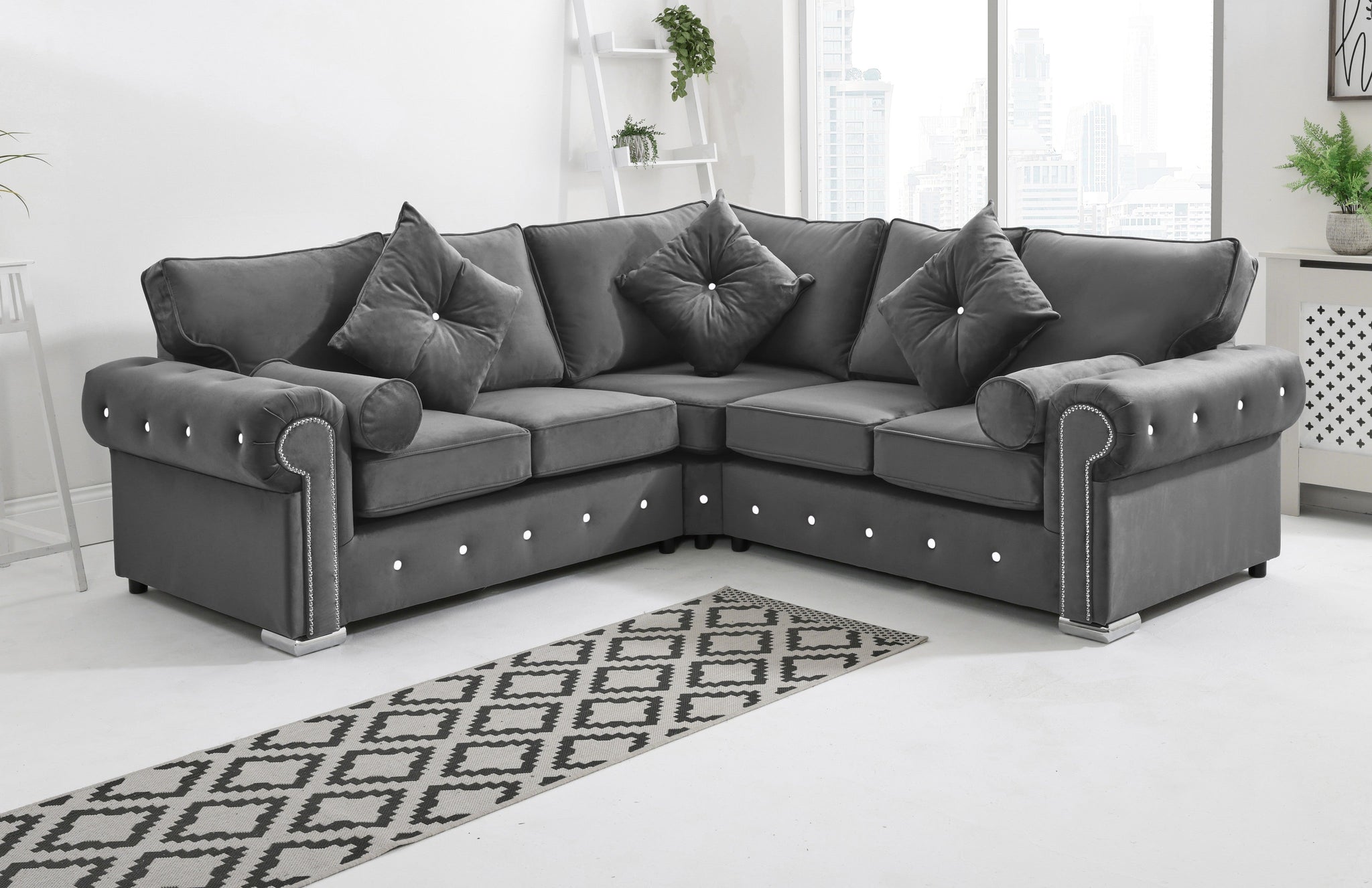 Novara Corner Fullback + Extra Cushions + Diamonds - Sofa Scape UK