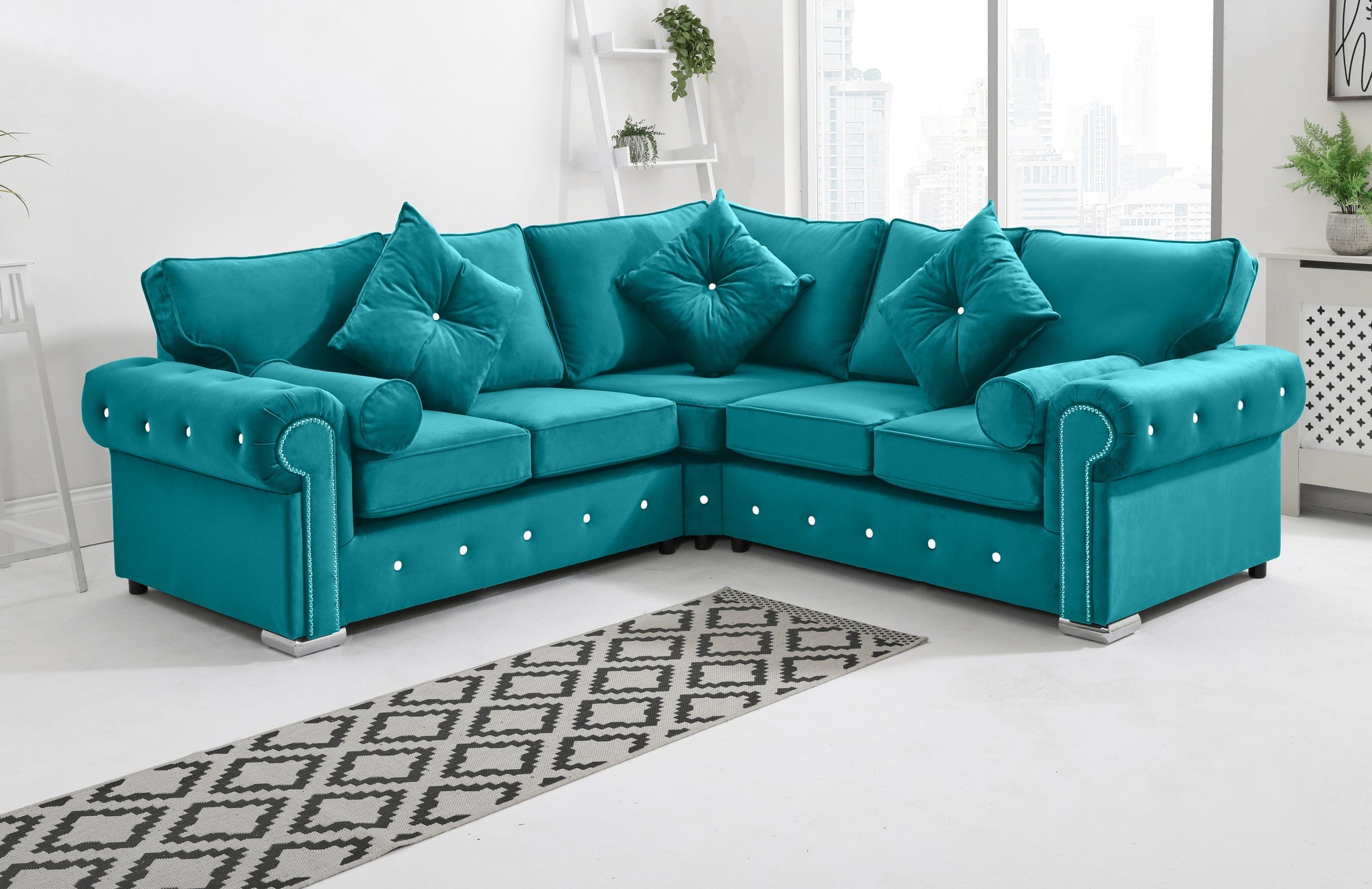 Novara Corner Fullback + Extra Cushions + Diamonds - Sofa Scape UK