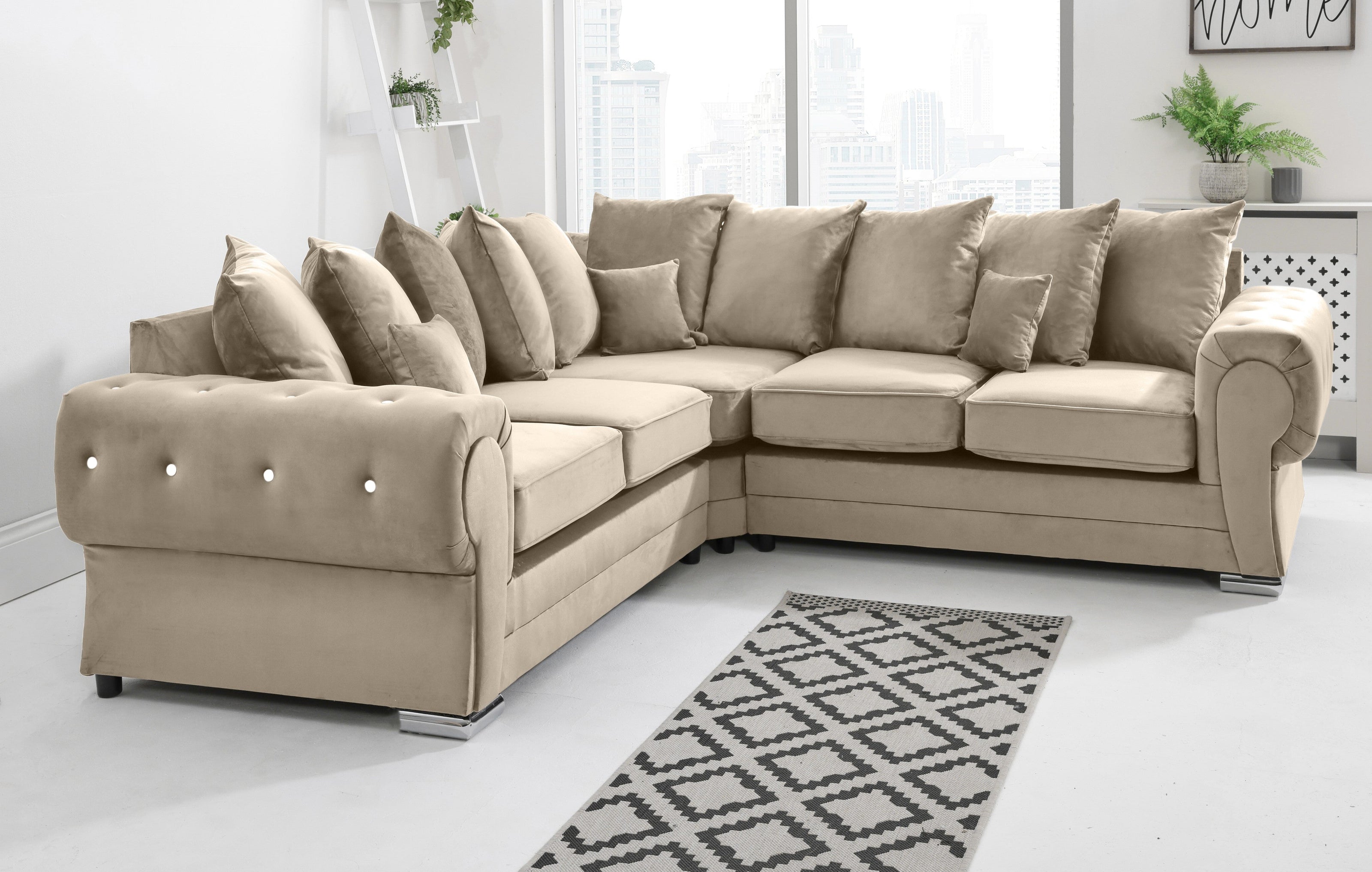 Lucera Plush Corner Scatterback + Diamonds - Sofa Scape UK