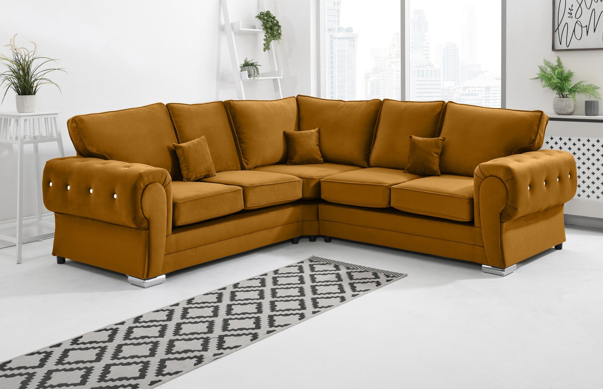 Lucera Plush Corner Fullback + Diamonds - Sofa Scape UK