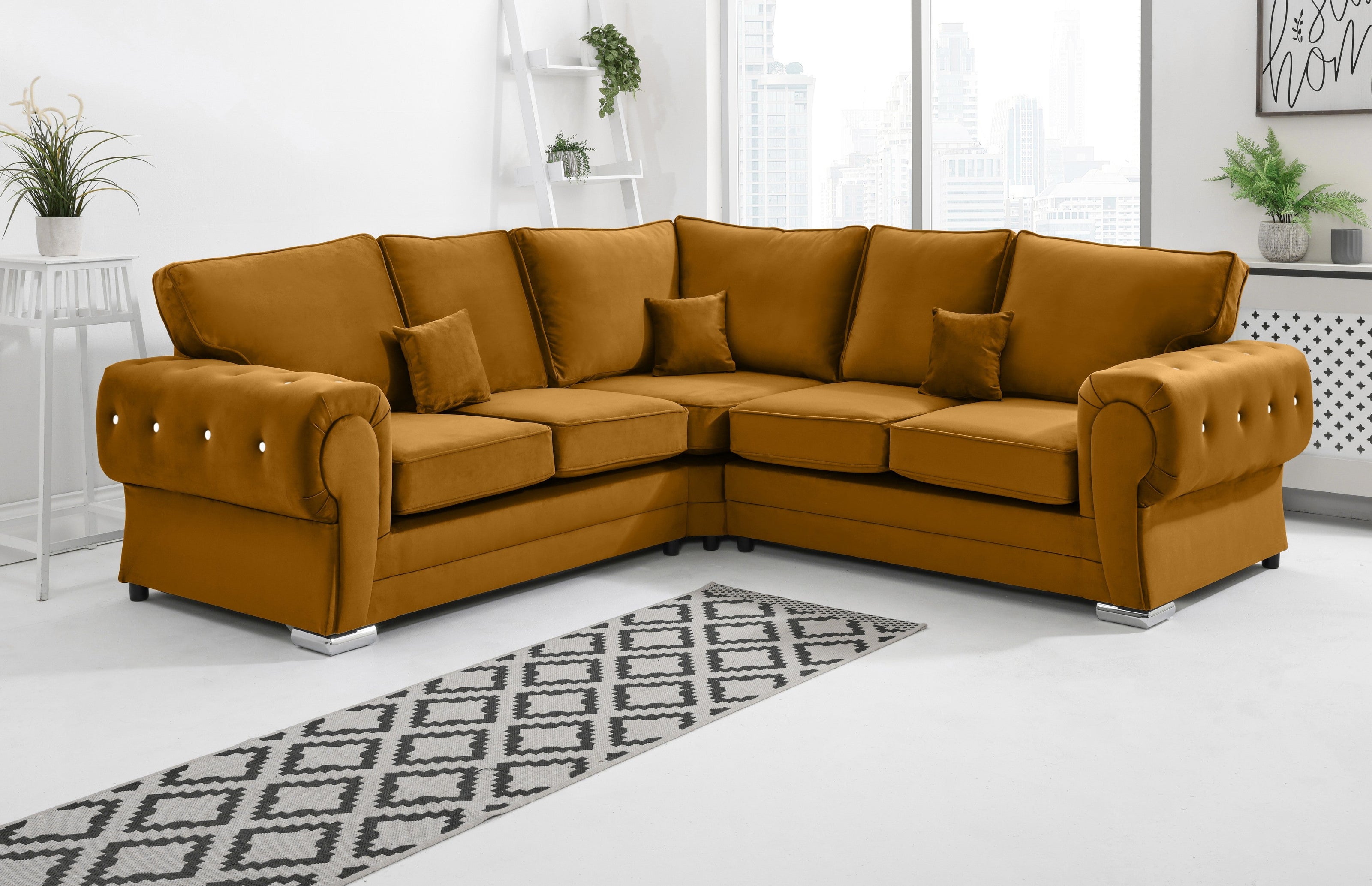 Lucera Plush Corner Fullback + Diamonds - Sofa Scape UK