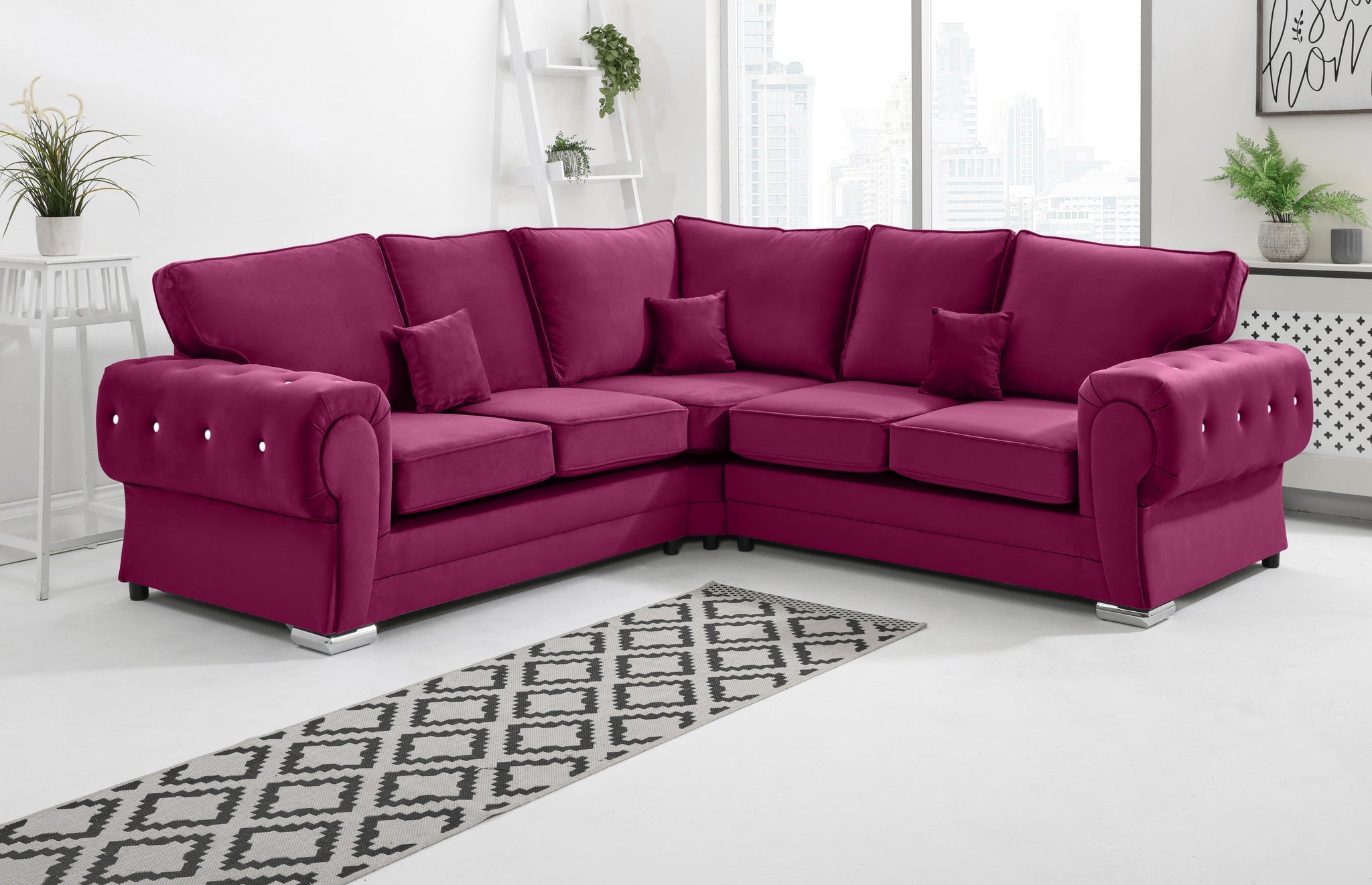 Lucera Plush Corner Fullback + Diamonds - Sofa Scape UK
