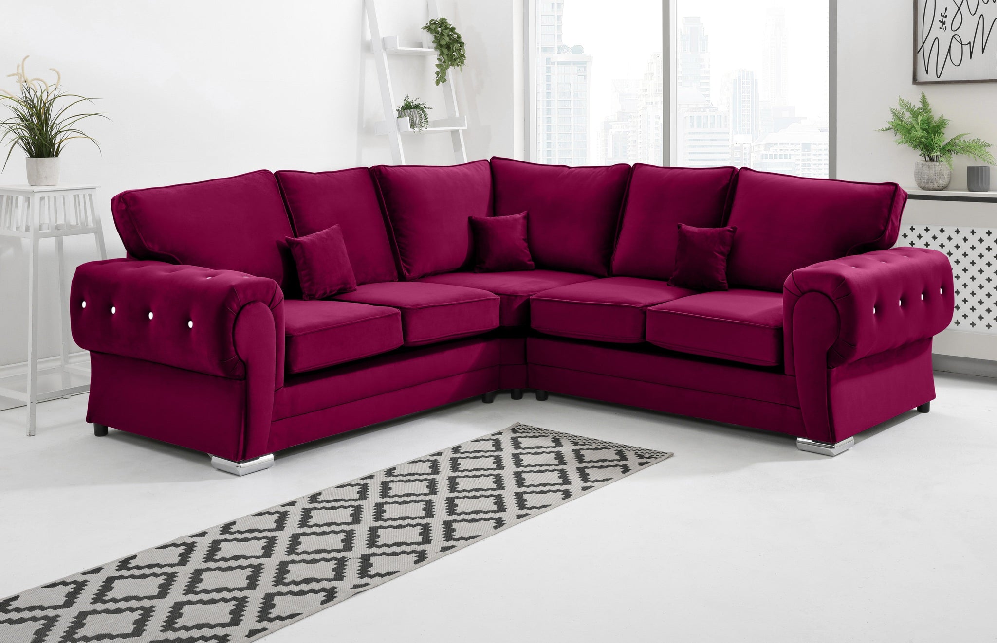 Lucera Plush Corner Fullback + Diamonds - Sofa Scape UK