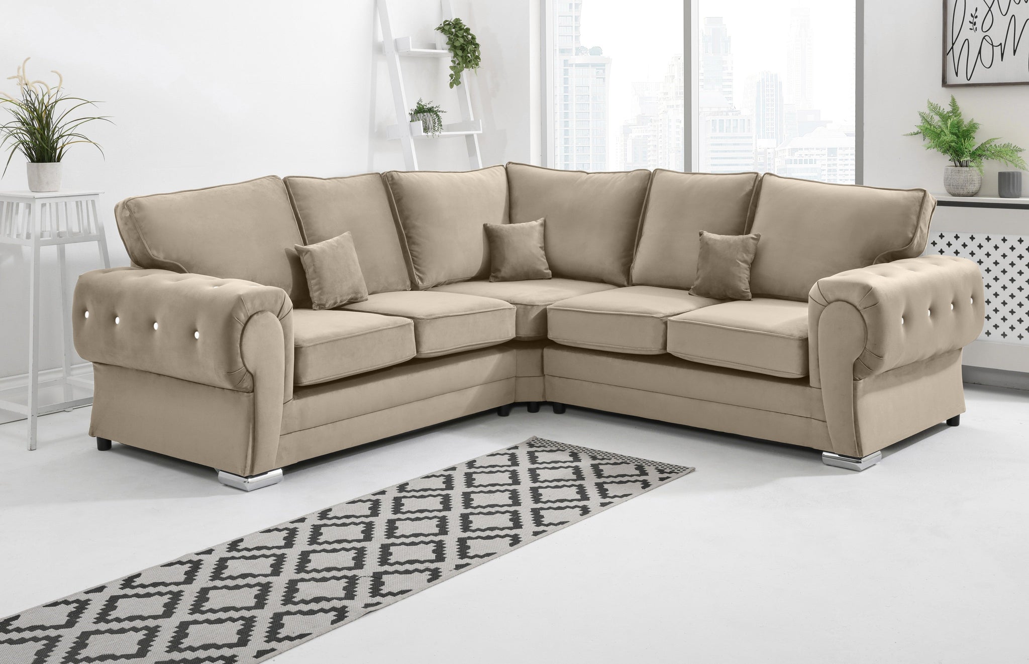Lucera Plush Corner Fullback + Diamonds - Sofa Scape UK