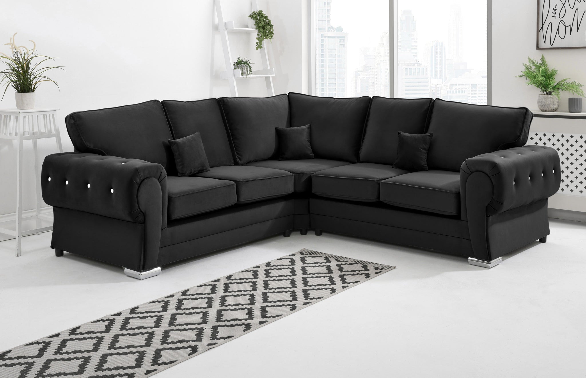 Lucera Plush Corner Fullback + Diamonds - Sofa Scape UK