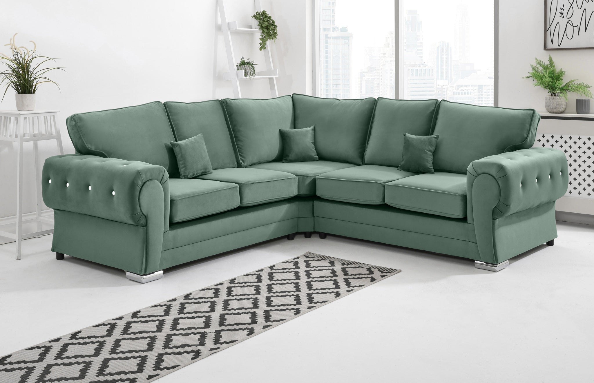 Lucera Plush Corner Fullback + Diamonds - Sofa Scape UK