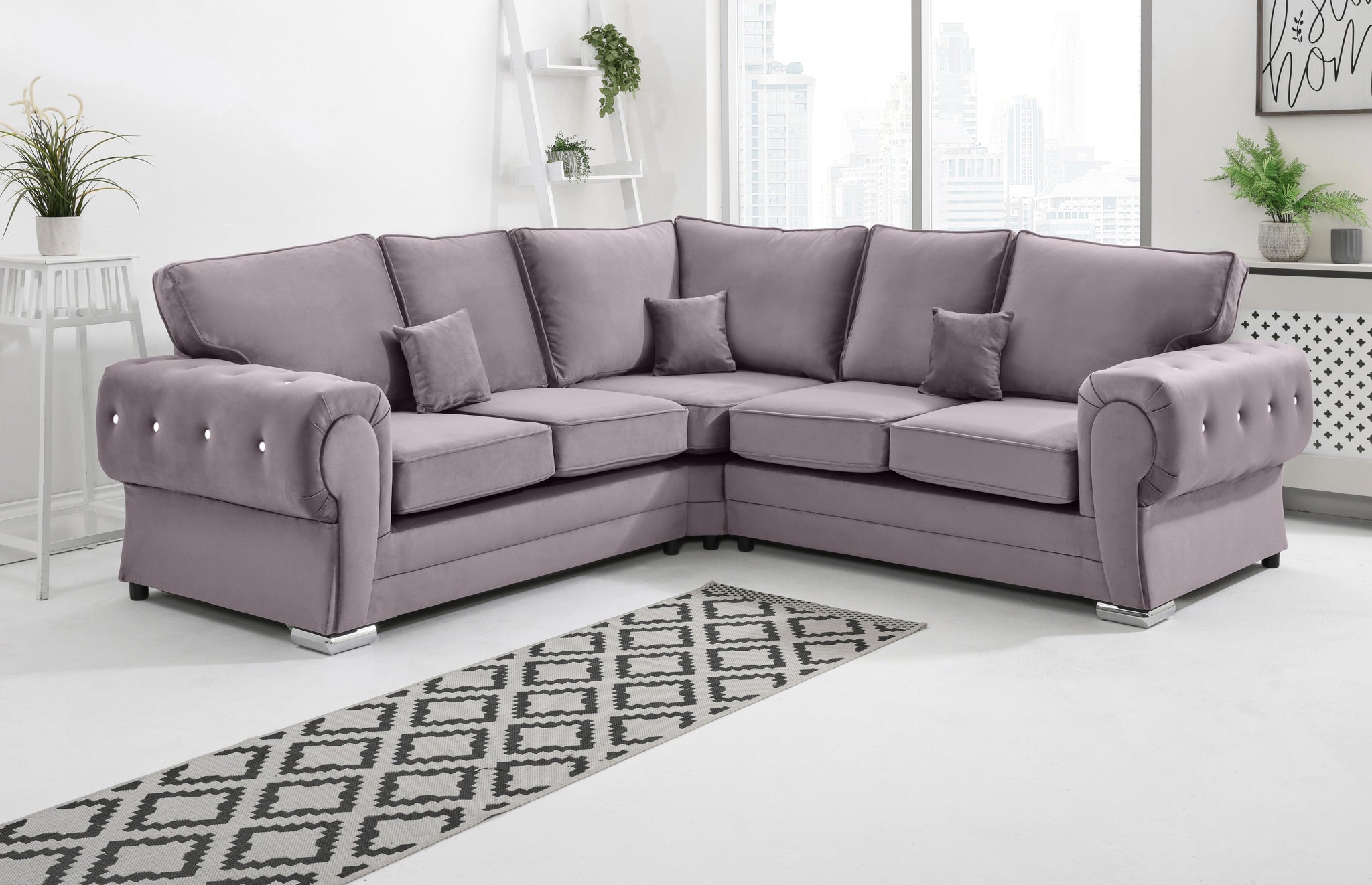Lucera Plush Corner Fullback + Diamonds - Sofa Scape UK