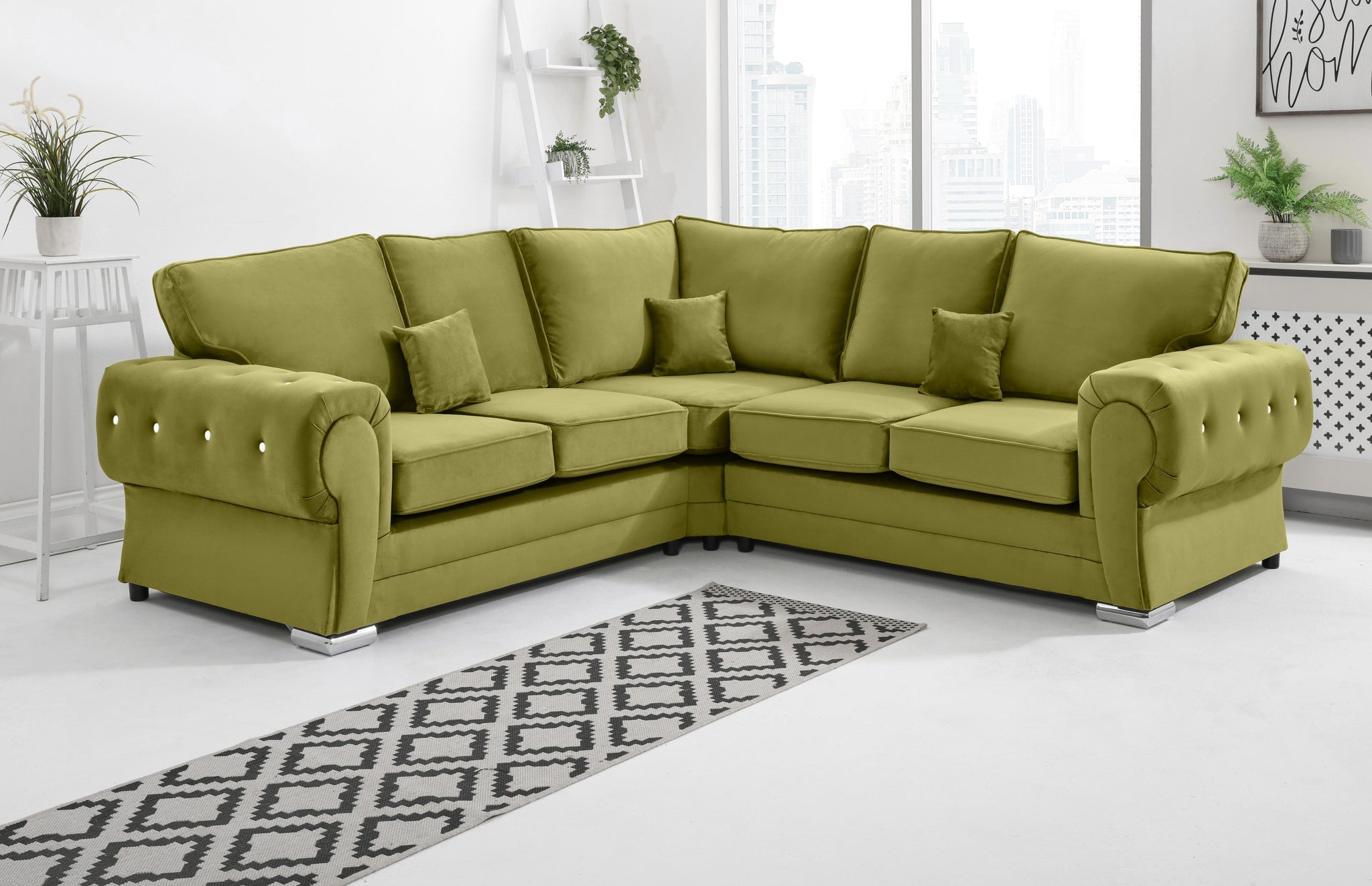 Lucera Plush Corner Fullback + Diamonds - Sofa Scape UK