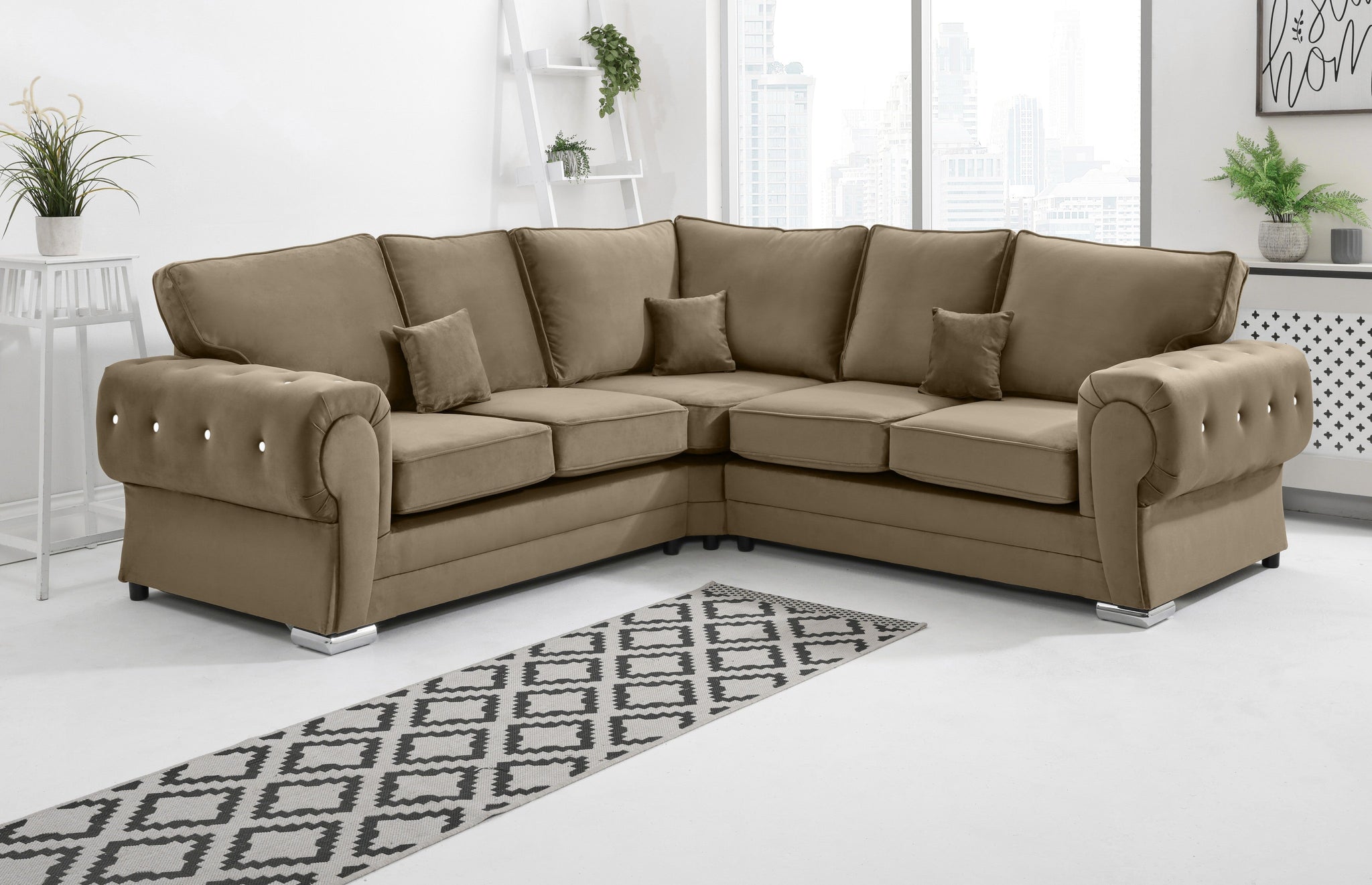 Lucera Plush Corner Fullback + Diamonds - Sofa Scape UK