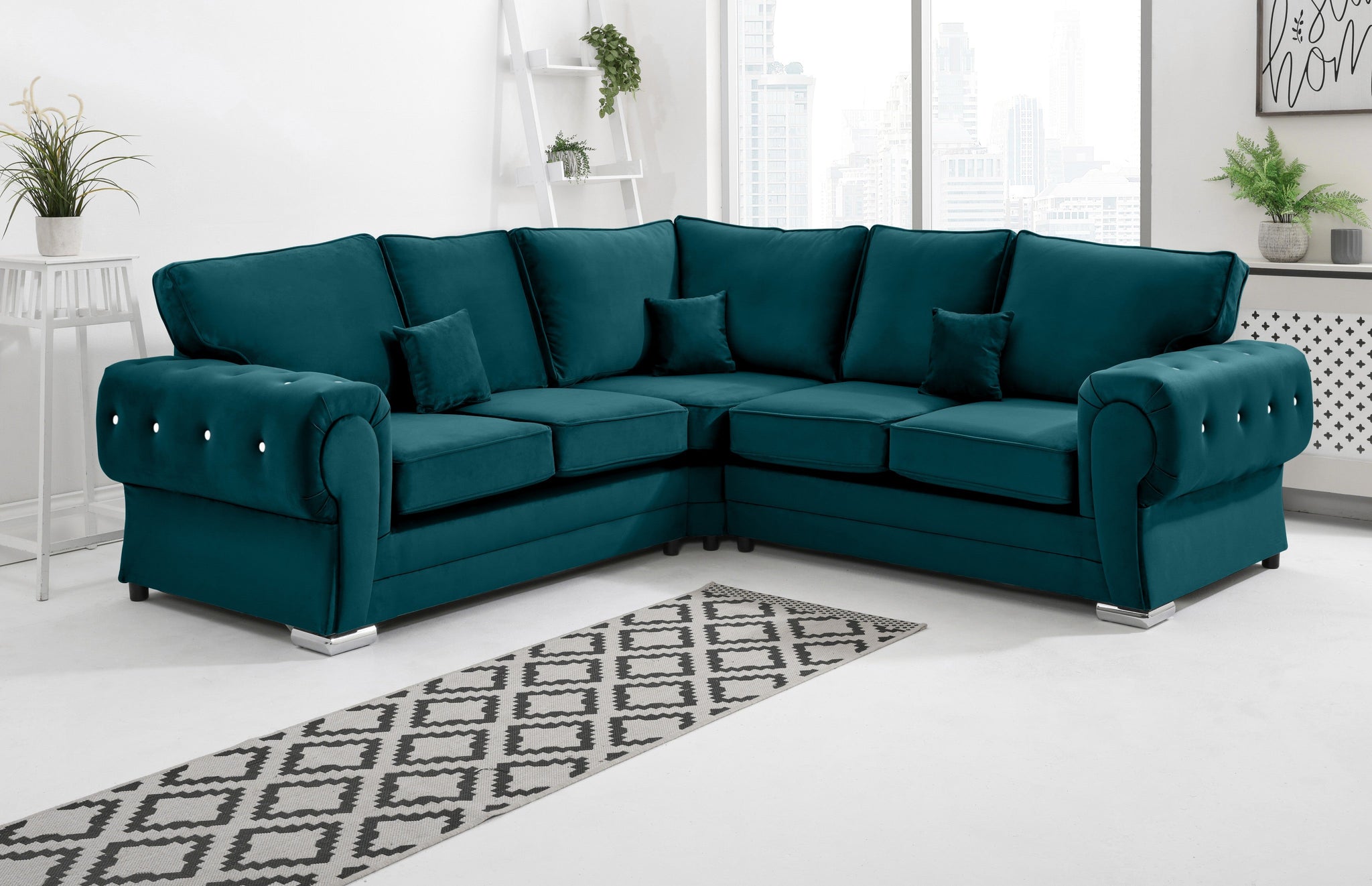 Lucera Plush Corner Fullback + Diamonds - Sofa Scape UK