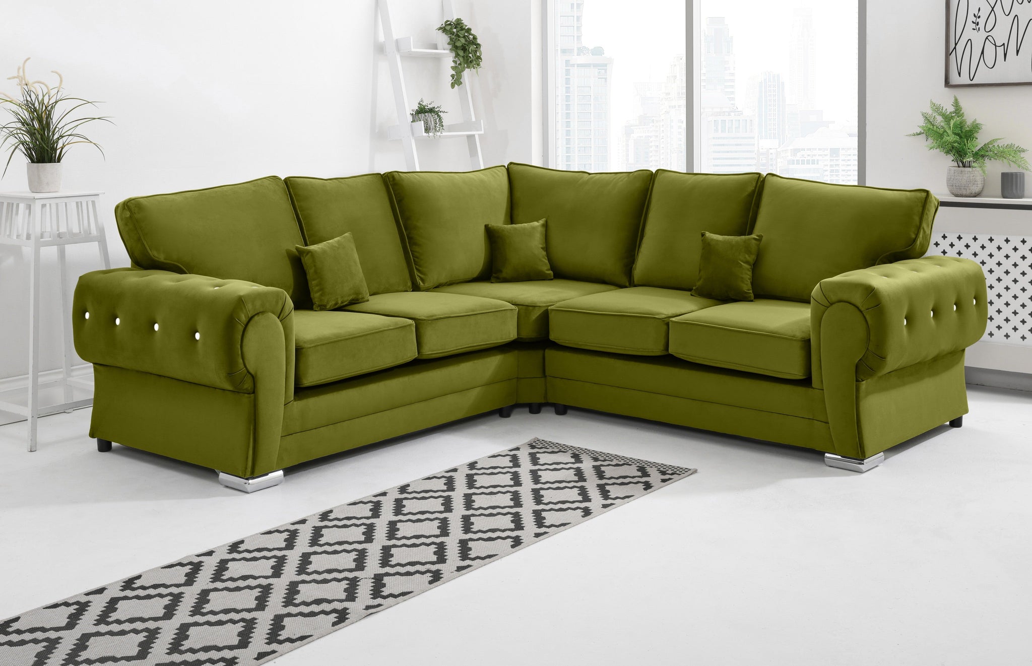 Lucera Plush Corner Fullback + Diamonds - Sofa Scape UK