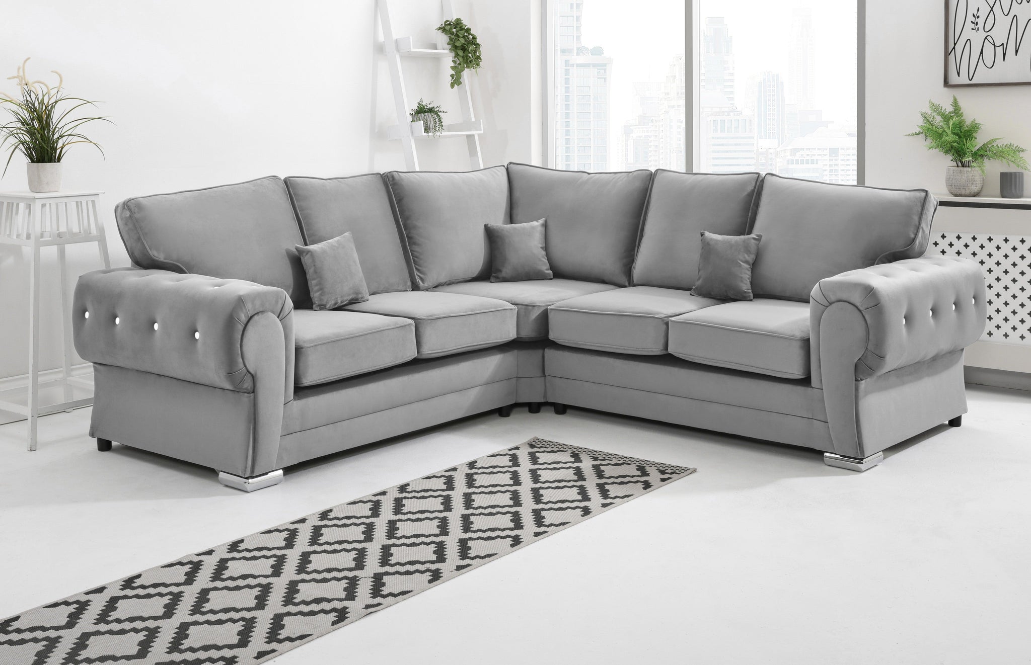 Lucera Plush Corner Fullback + Diamonds - Sofa Scape UK